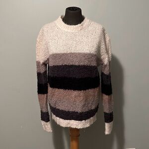 Basin + Range Women's Multicolor Stripe Crew Neck Pullover Sweater